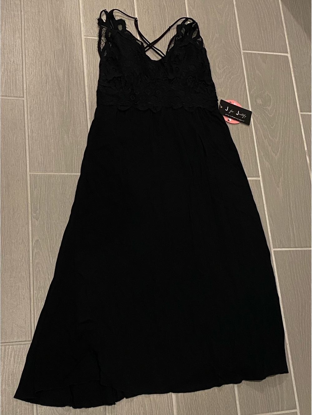 J for Justify Black Lace and Chiffon Dress Size Small